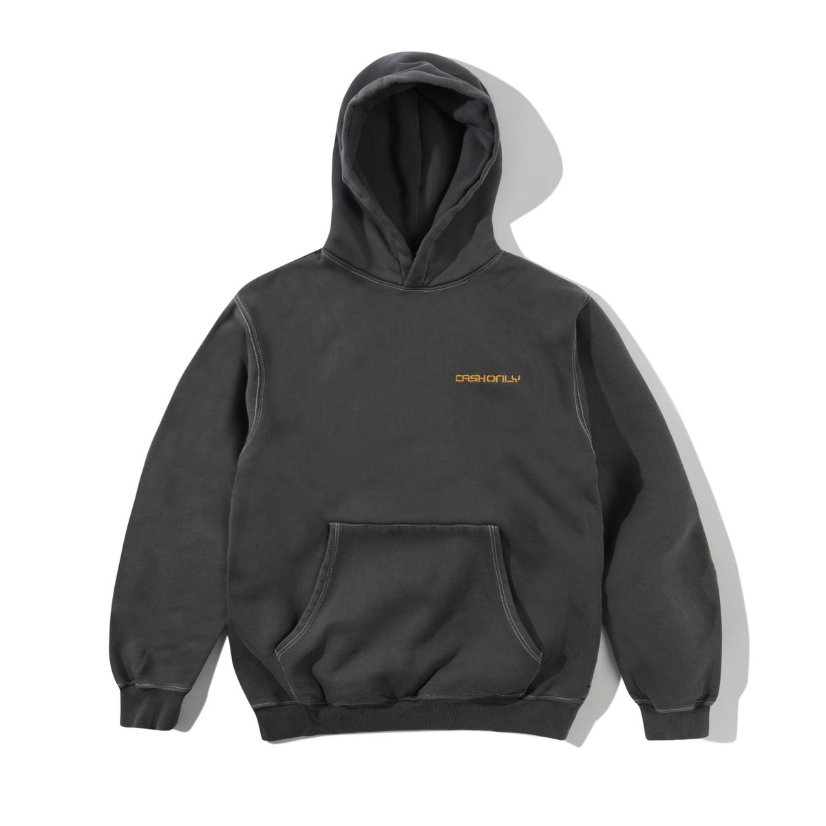 Cash Only Stencil Pigment Dye Hood (Washed Black)