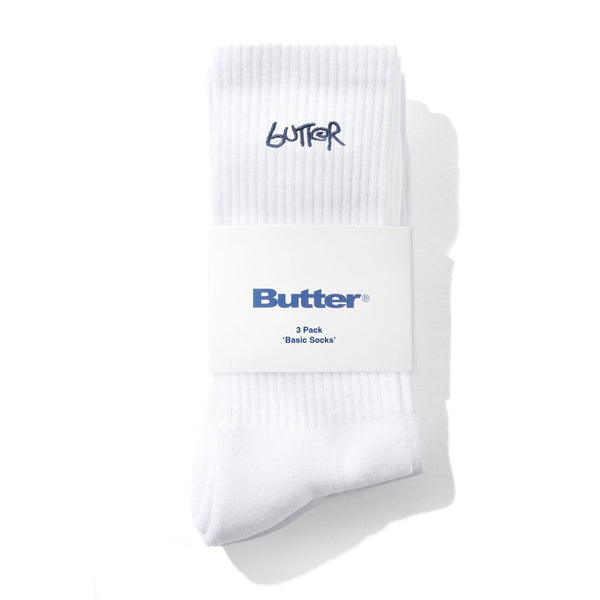 Butter Goods 3-Pack Basic Socks (White)