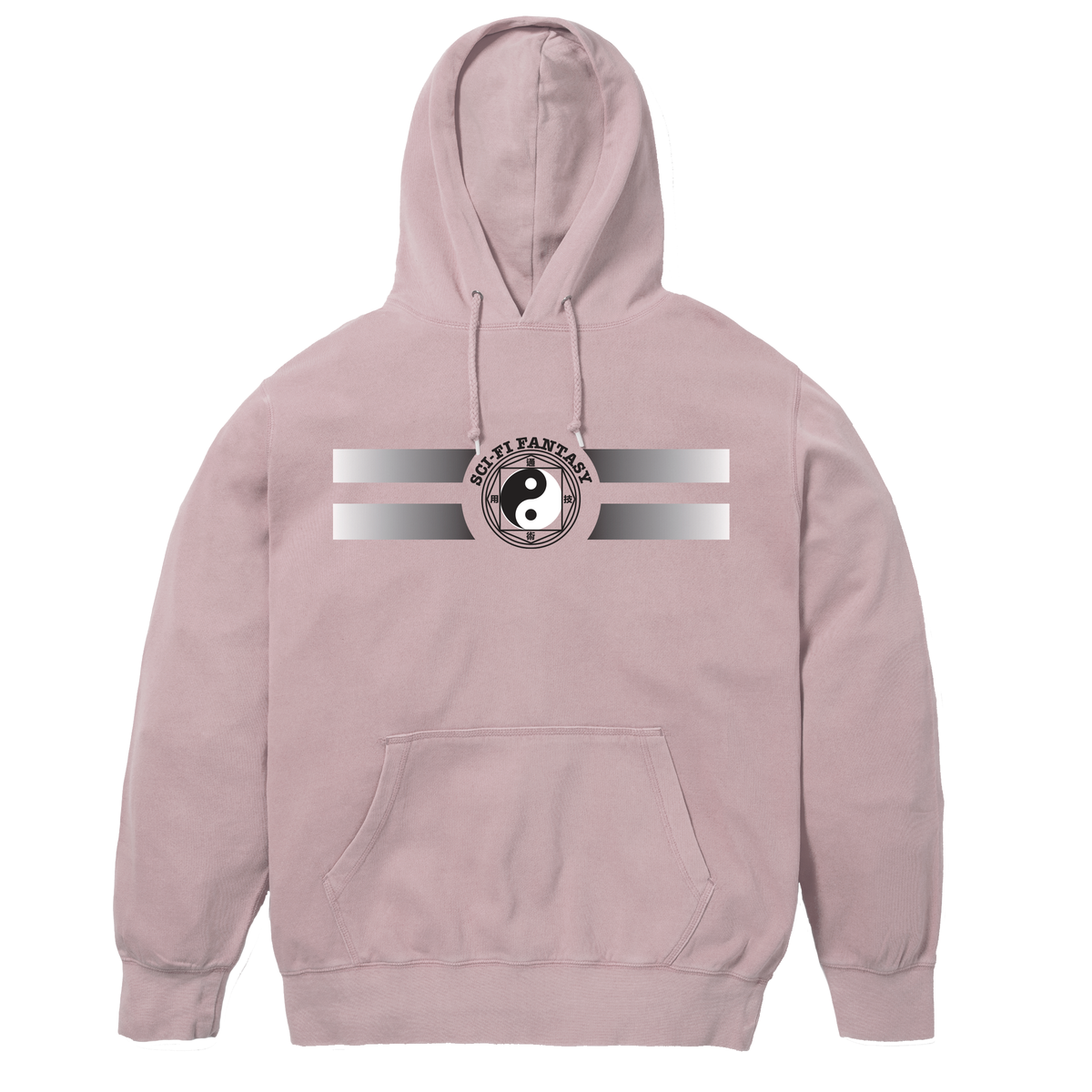 Sci-Fi Fantasy Yin Yang Hooded Fleece (Dusty Pink)