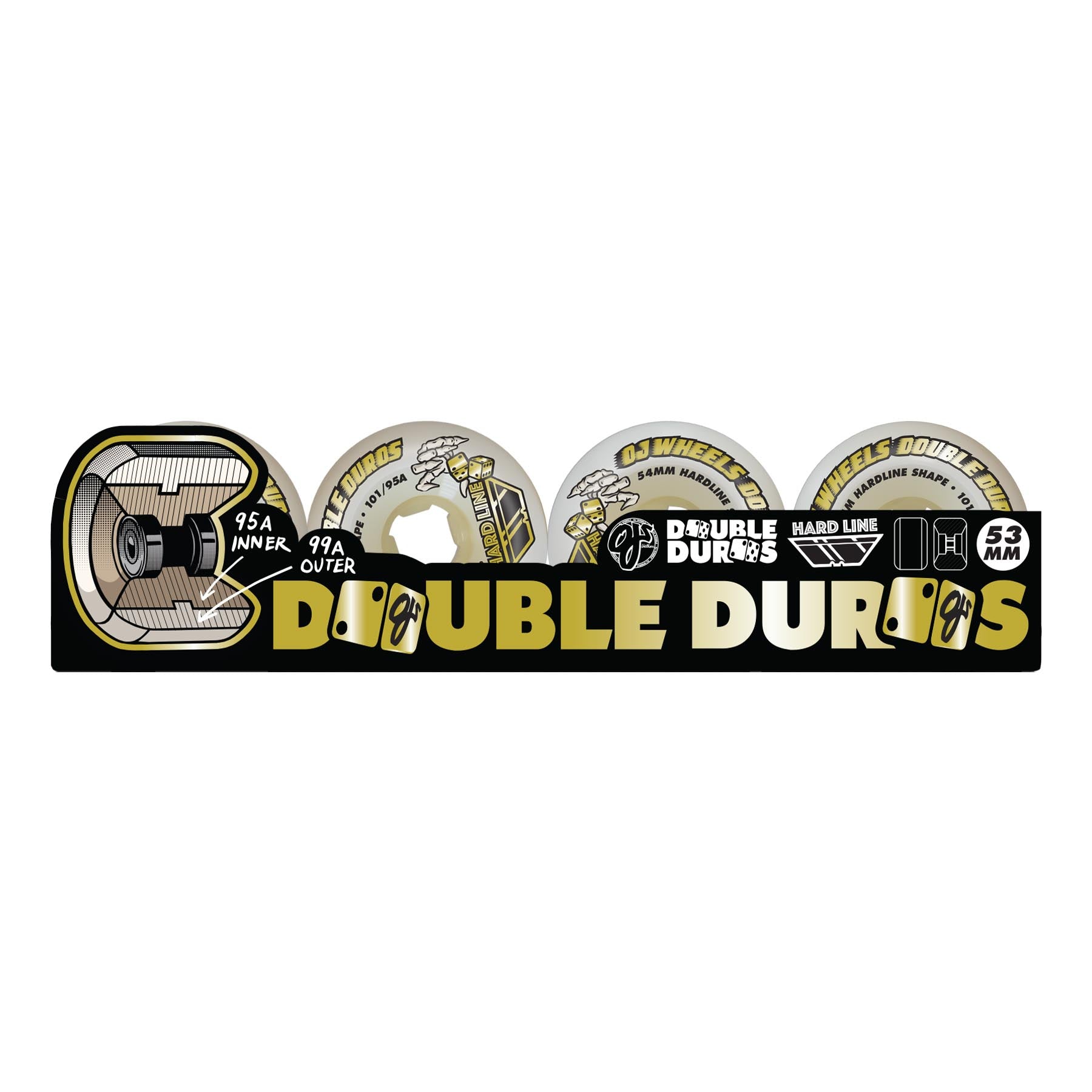 OJ Double Duro Gum Hardline Wheels 101a/95a 54MM