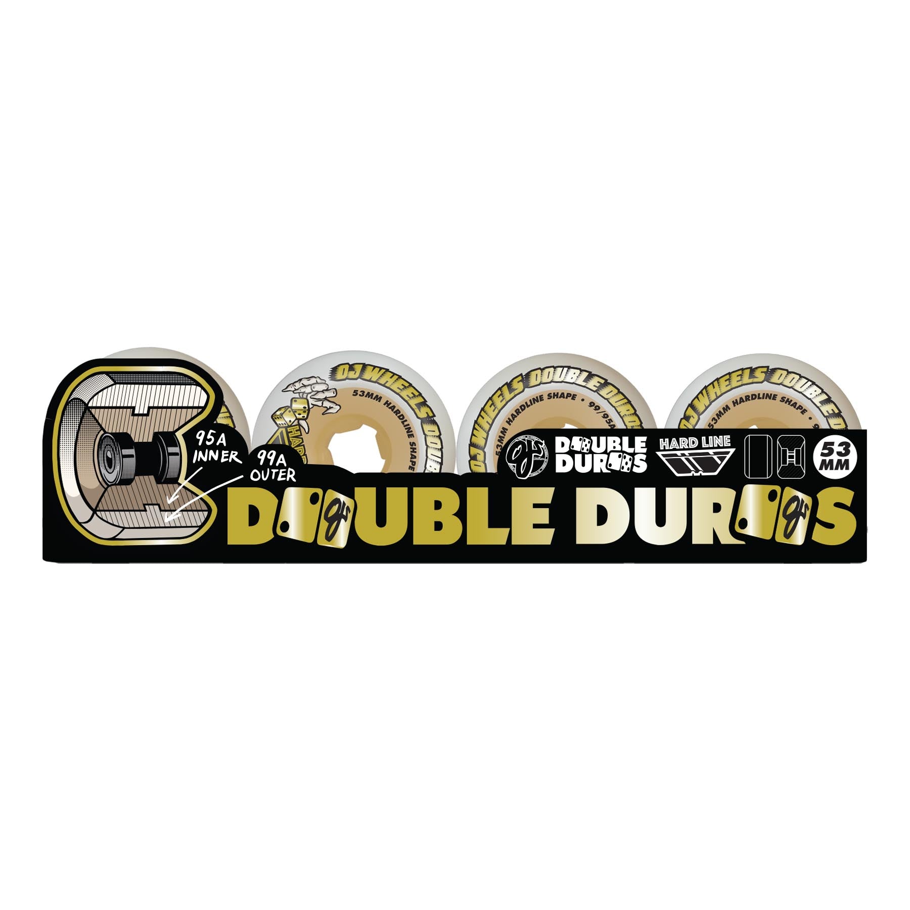 OJ Double Duro White Gum Hardline Wheels 99a/95a 53MM