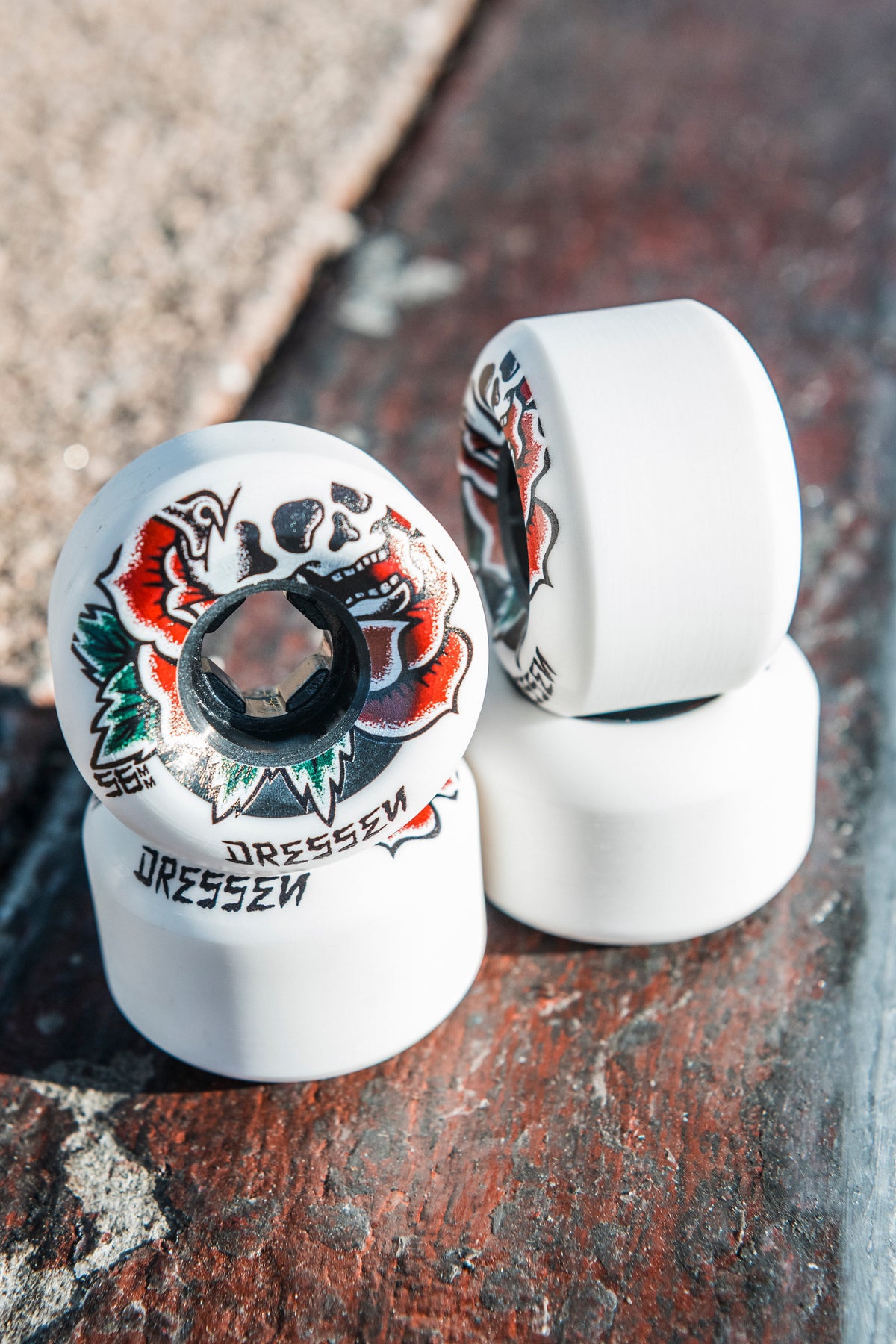 OJ Eric Dressen Rose Skull Double Duro White Black Chubbies 99a/95a Wheels 56MM