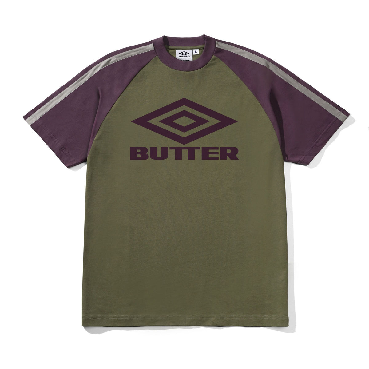Butter Goods Diamond Logo Raglan Tee (Army/Eggplant)