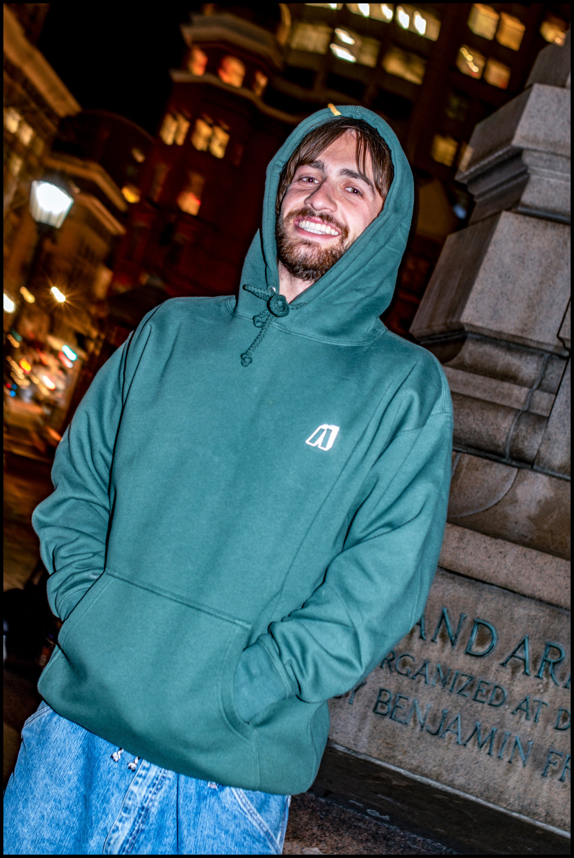 Archives Icon Embroidered Hoodie Green